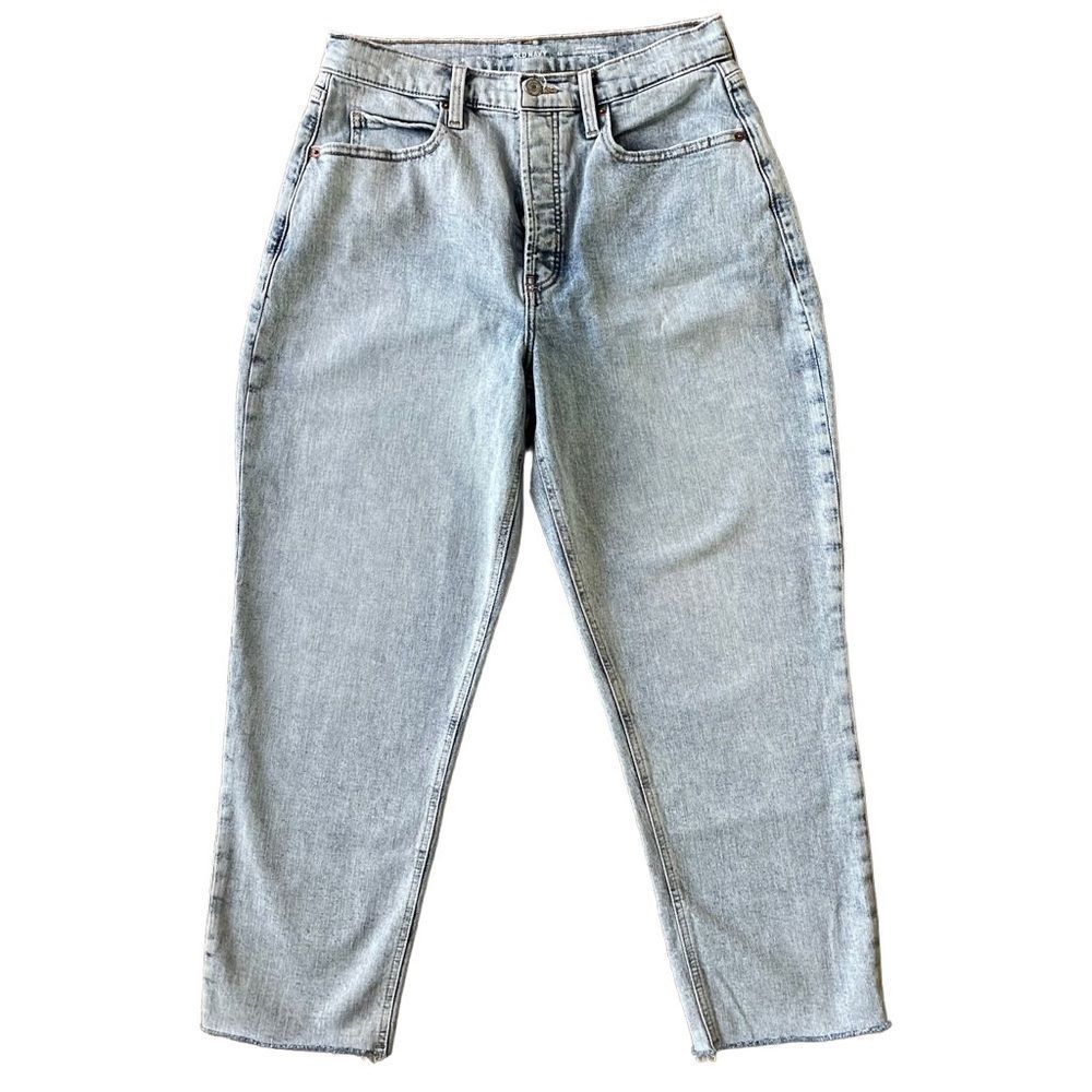 Old Navy Sky Hi Curvy Straight Light Acid Wash Button Fly Jeans Size 12